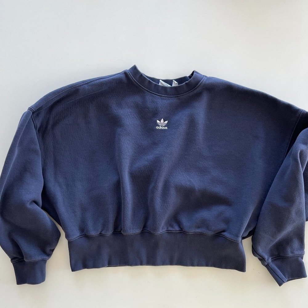 Adidas Navy Crewneck Sweatshirt - Adicolor Essentials Fleece